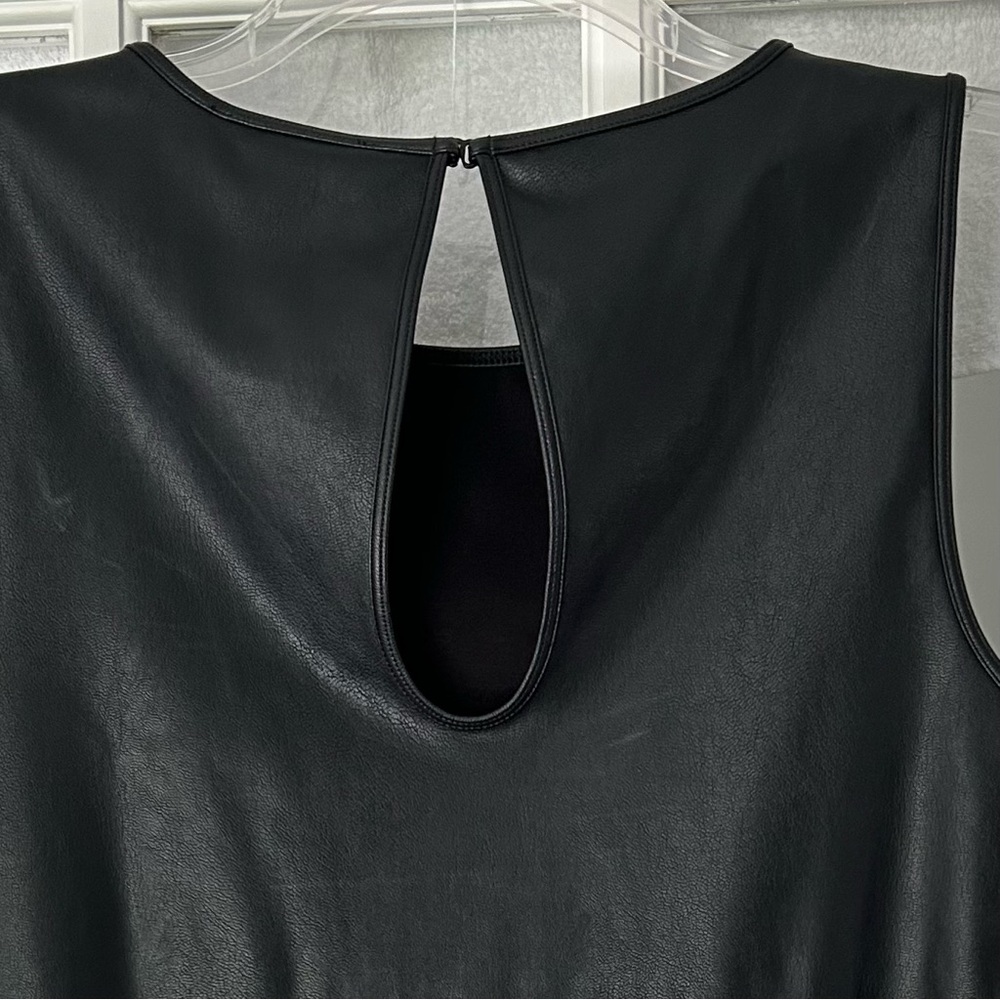 NWT INC Faux Leather Sleeveless Bodysuit, Black, Size Large - Picture 5 of 9